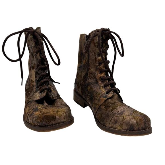 Womens Unity in Diversity Brown Velvet Floral Lace Up Boots Sz 37 7 Portugal - Picture 7 of 10